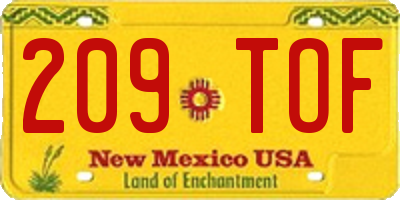 NM license plate 209TOF