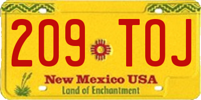 NM license plate 209TOJ