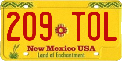 NM license plate 209TOL