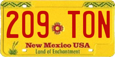 NM license plate 209TON