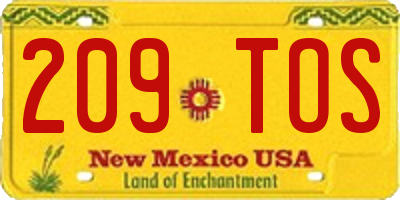 NM license plate 209TOS