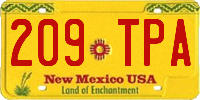 NM license plate 209TPA