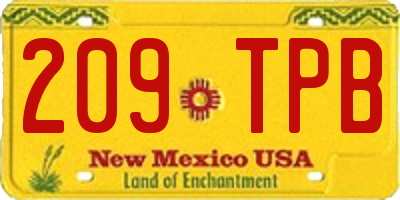 NM license plate 209TPB