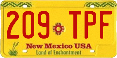NM license plate 209TPF