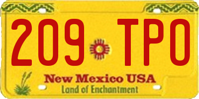 NM license plate 209TPO