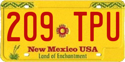 NM license plate 209TPU