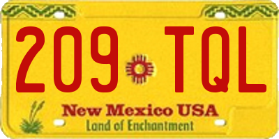 NM license plate 209TQL