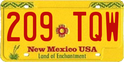 NM license plate 209TQW