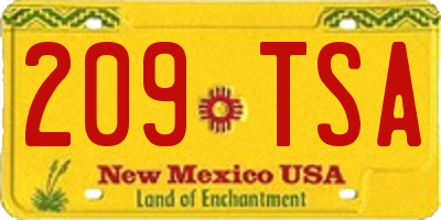 NM license plate 209TSA