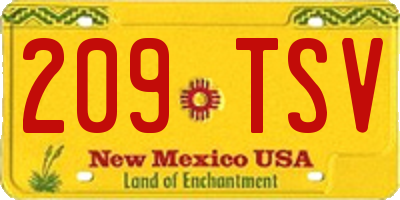 NM license plate 209TSV