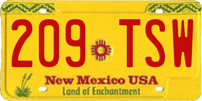 NM license plate 209TSW