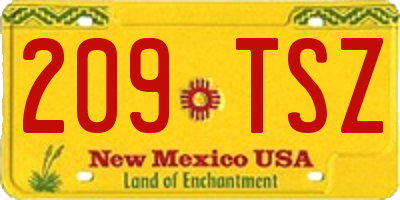 NM license plate 209TSZ