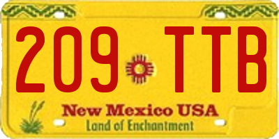 NM license plate 209TTB