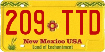 NM license plate 209TTD