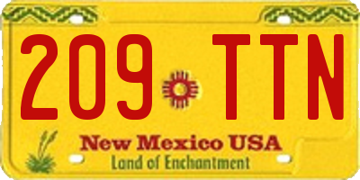 NM license plate 209TTN