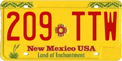 NM license plate 209TTW