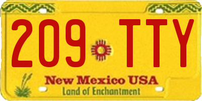 NM license plate 209TTY