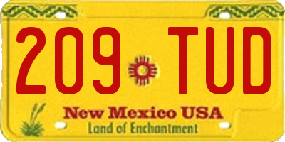 NM license plate 209TUD