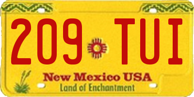 NM license plate 209TUI