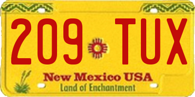 NM license plate 209TUX