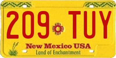 NM license plate 209TUY