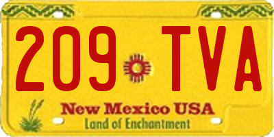 NM license plate 209TVA