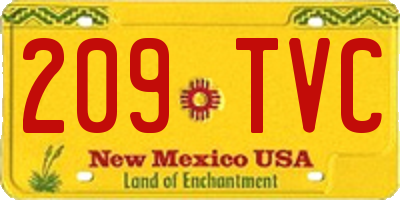 NM license plate 209TVC