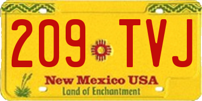 NM license plate 209TVJ