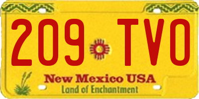 NM license plate 209TVO