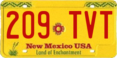 NM license plate 209TVT