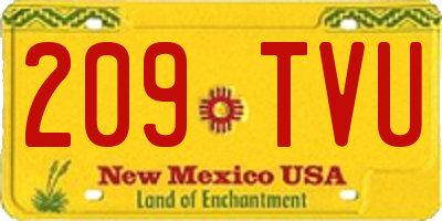 NM license plate 209TVU