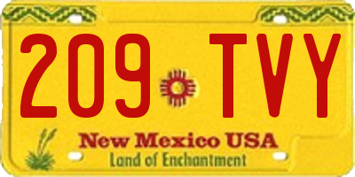 NM license plate 209TVY