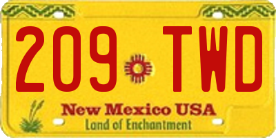 NM license plate 209TWD