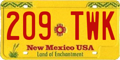 NM license plate 209TWK