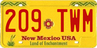 NM license plate 209TWM