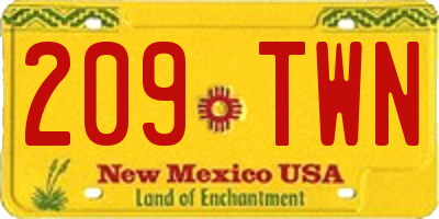 NM license plate 209TWN
