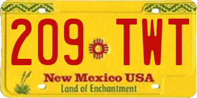 NM license plate 209TWT