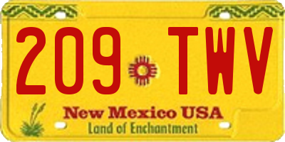 NM license plate 209TWV