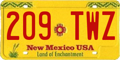 NM license plate 209TWZ