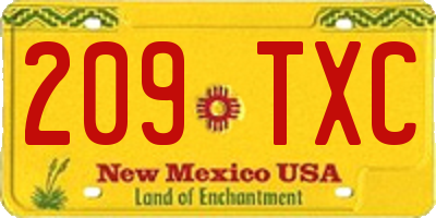 NM license plate 209TXC
