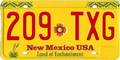 NM license plate 209TXG