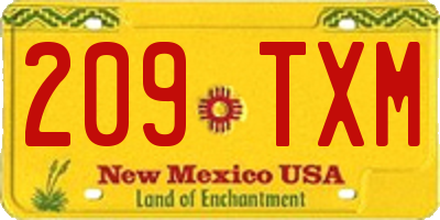 NM license plate 209TXM