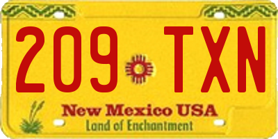 NM license plate 209TXN