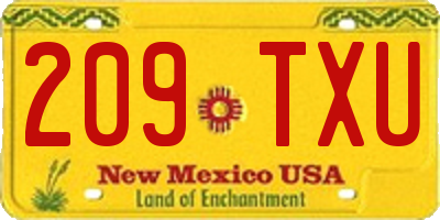 NM license plate 209TXU