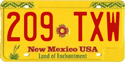 NM license plate 209TXW