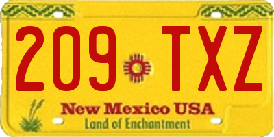 NM license plate 209TXZ