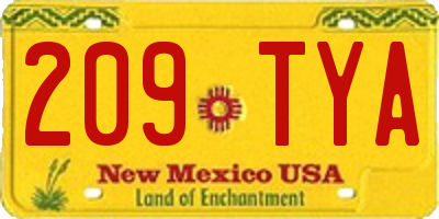 NM license plate 209TYA
