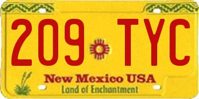 NM license plate 209TYC