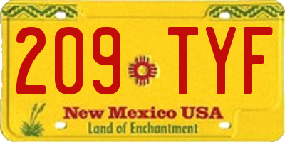 NM license plate 209TYF
