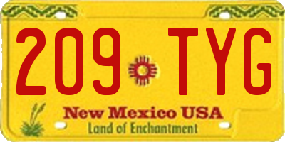 NM license plate 209TYG